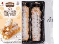 Puff pastry rolls with vanilla taste cream