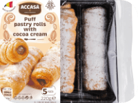 Puff pastry rolls with cocoa cream
